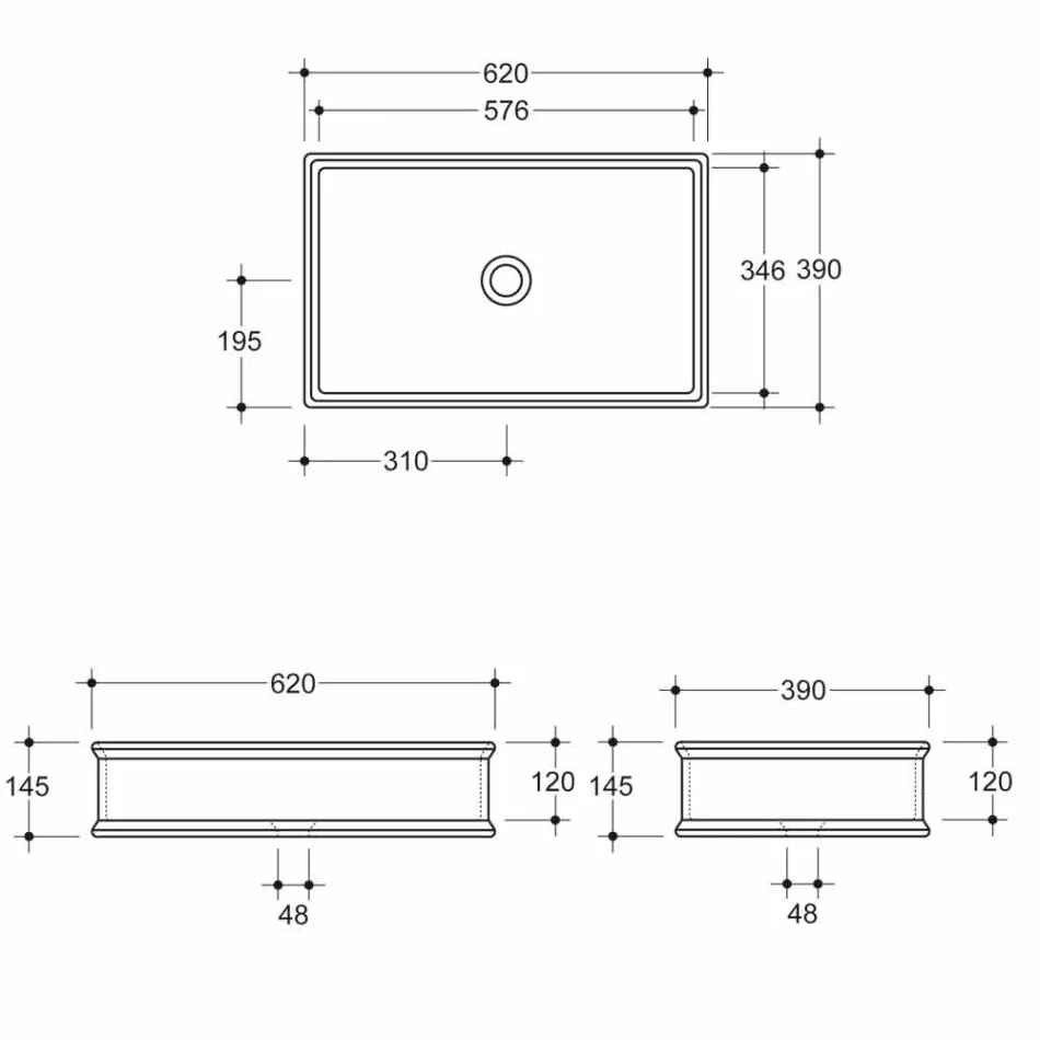 Lavabo sobre encimera de cerámica bicolor producido en Italia por Debora Viadurini