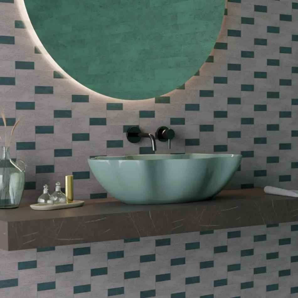 Lavabo sobre encimera de cerámica coloreada en diferentes acabados L 65 cm - Cube Viadurini