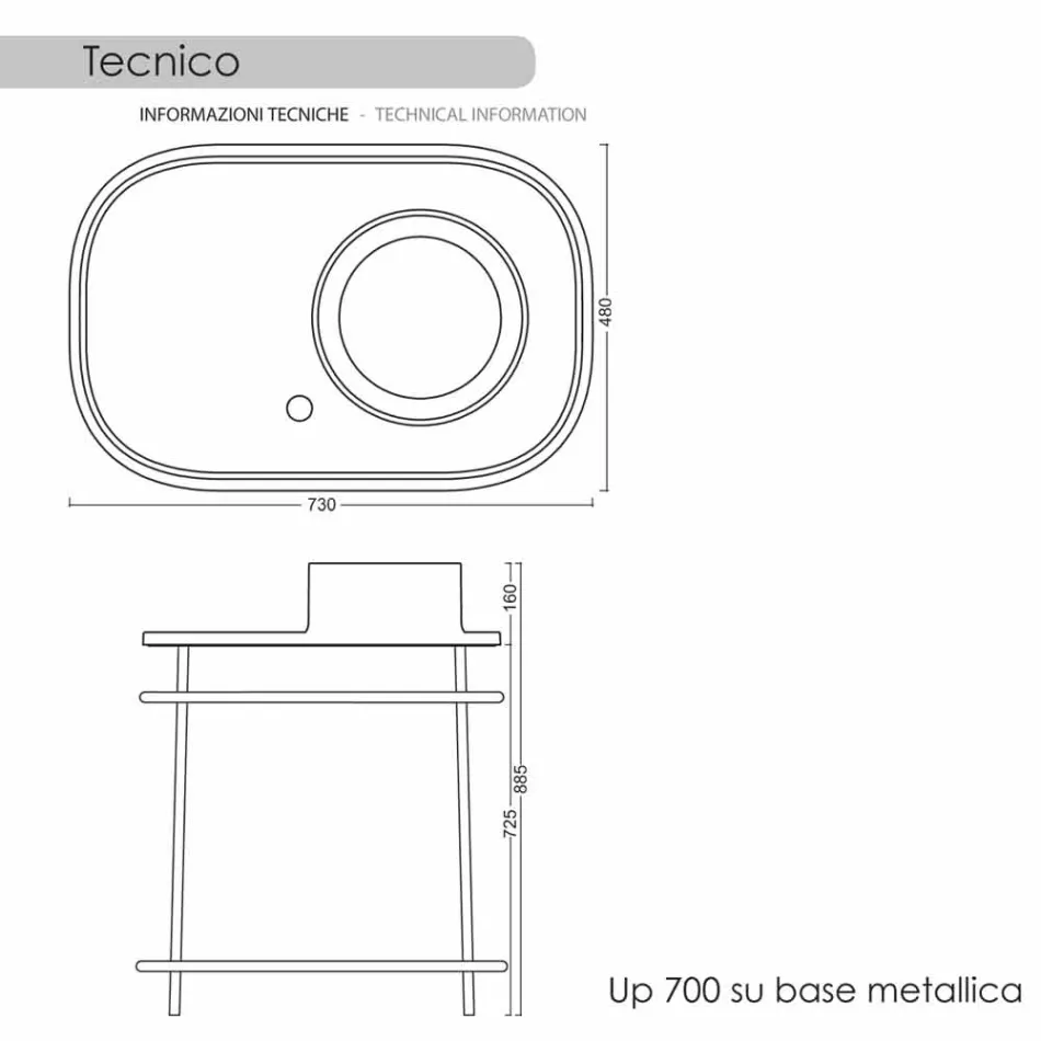 Lavabo en plena base de metal de cerámica Marta Viadurini