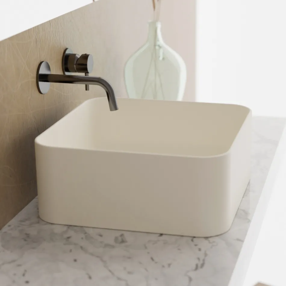 Lavabo sobre encimera de cerámica con desagüe incluido Made in Italy - Caja Viadurini
