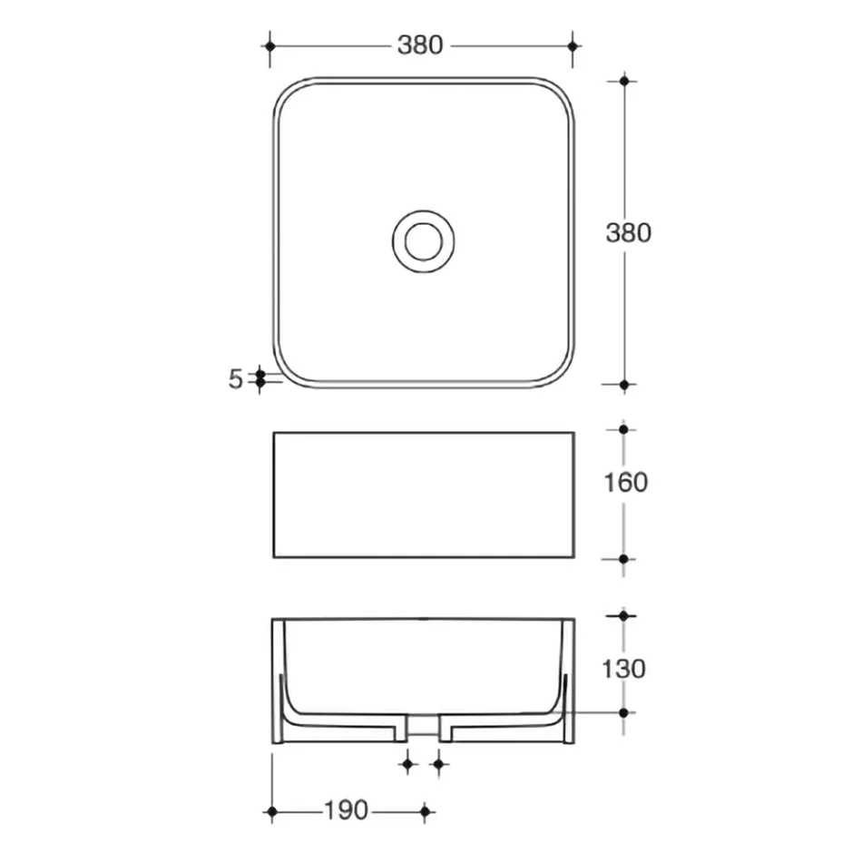 Lavabo sobre encimera de cerámica con desagüe incluido Made in Italy - Caja Viadurini
