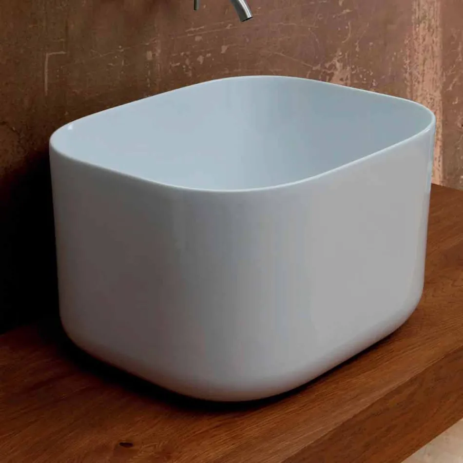 Lavabo sobre encimera de cerámica de diseño actual Star Rectangular 50x40cm Viadurini