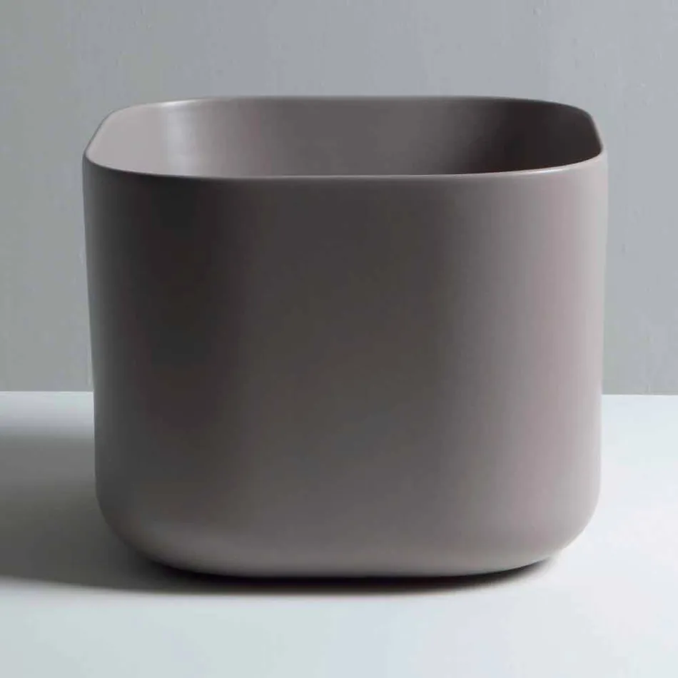 Lavabo sobre encimera de cerámica de diseño moderno Star Square 40x40 cm Viadurini