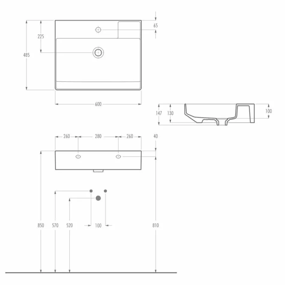 Lavabo sobre encimera de cerámica hecho en Italia, Viviano Viadurini