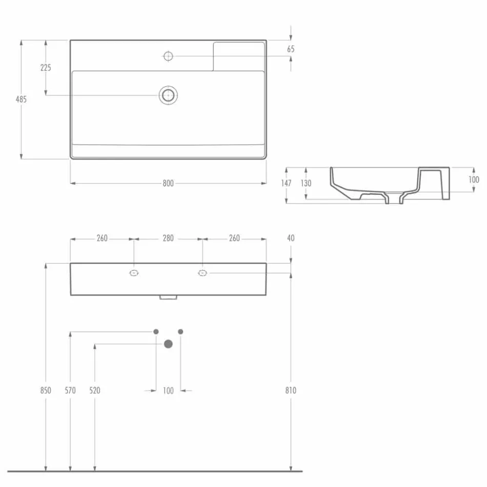 Lavabo sobre encimera de cerámica hecho en Italia, Viviano Viadurini