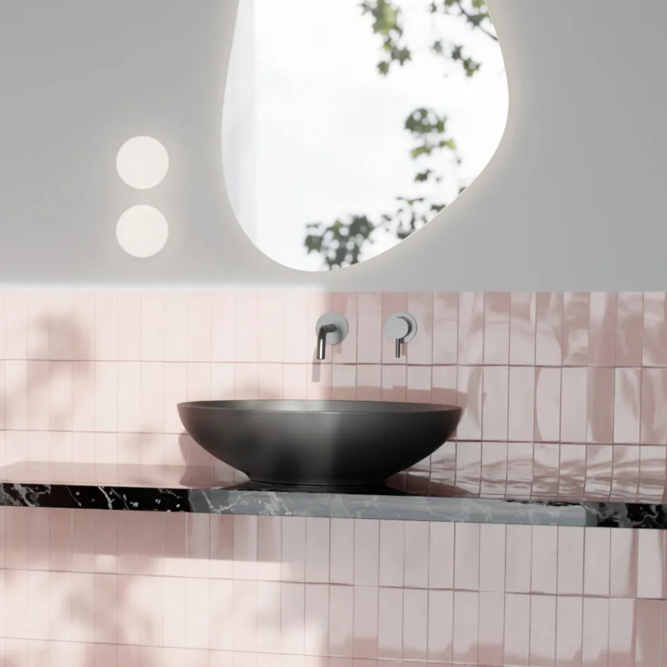 Lavabo sobre encimera de cerámica brillante o mate Made in Italy - Ferry Viadurini