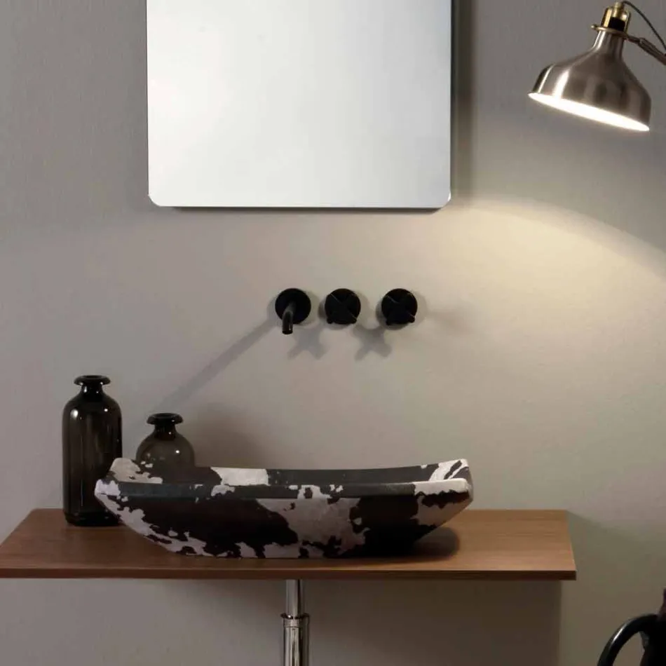 Lavabo sobre encimera en cerámica moteada de diseño made in Italy Laura Viadurini