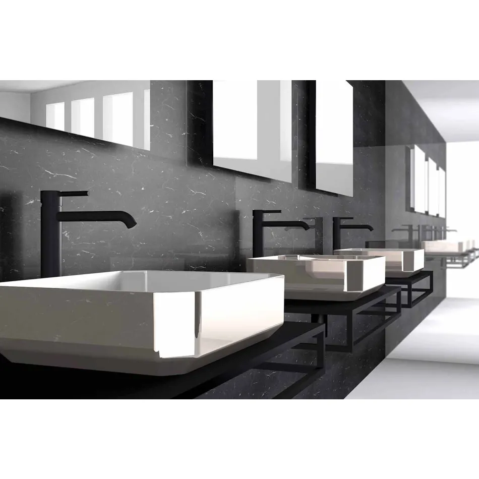 Lavabo de encimera de cerámica moderno hecho en Italia, Zulimo Viadurini