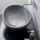 Lavabo sobre encimera de cerámica de coco gris estampado hecho en Italia Glossy Viadurini