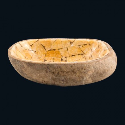 Lavabo en guijarros y piedra de ónice Kelvin, de una sola pieza Viadurini