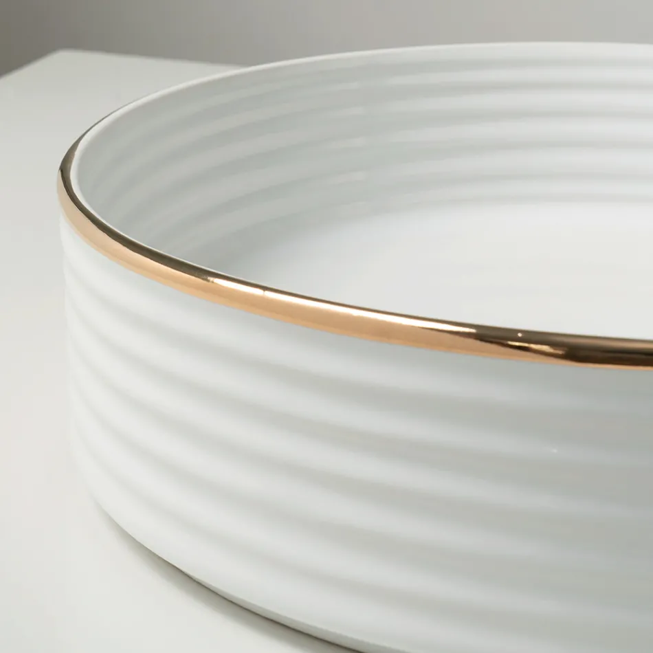 Fregadero de encimera de gres porcelánico con borde esmaltado - Vibración Viadurini