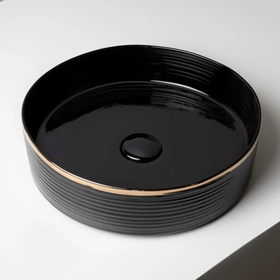 Fregadero de encimera de gres porcelánico con borde esmaltado - Vibración Viadurini