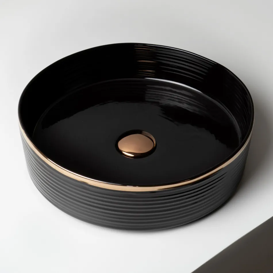 Fregadero de encimera de gres porcelánico con borde esmaltado - Vibración Viadurini