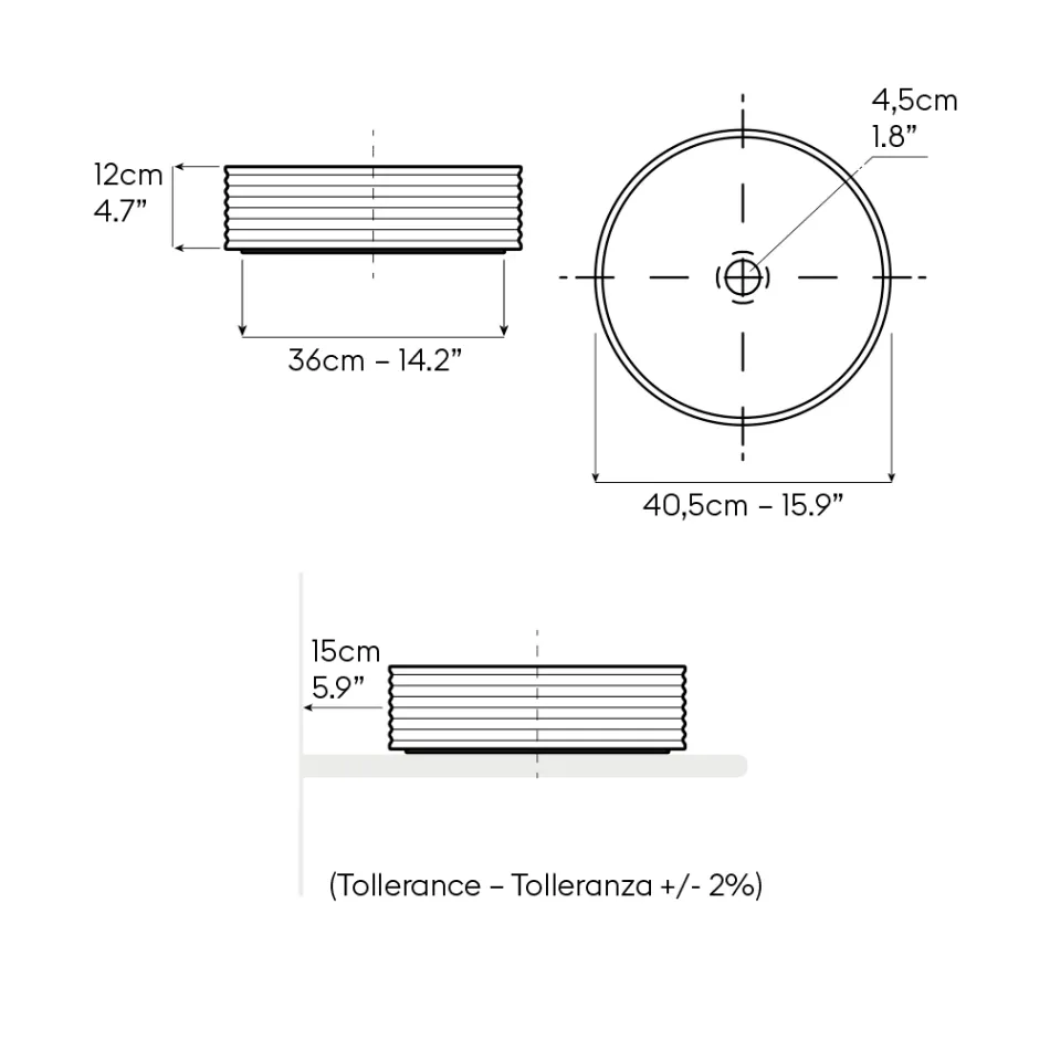 Fregadero de encimera de gres porcelánico con borde esmaltado - Vibración Viadurini