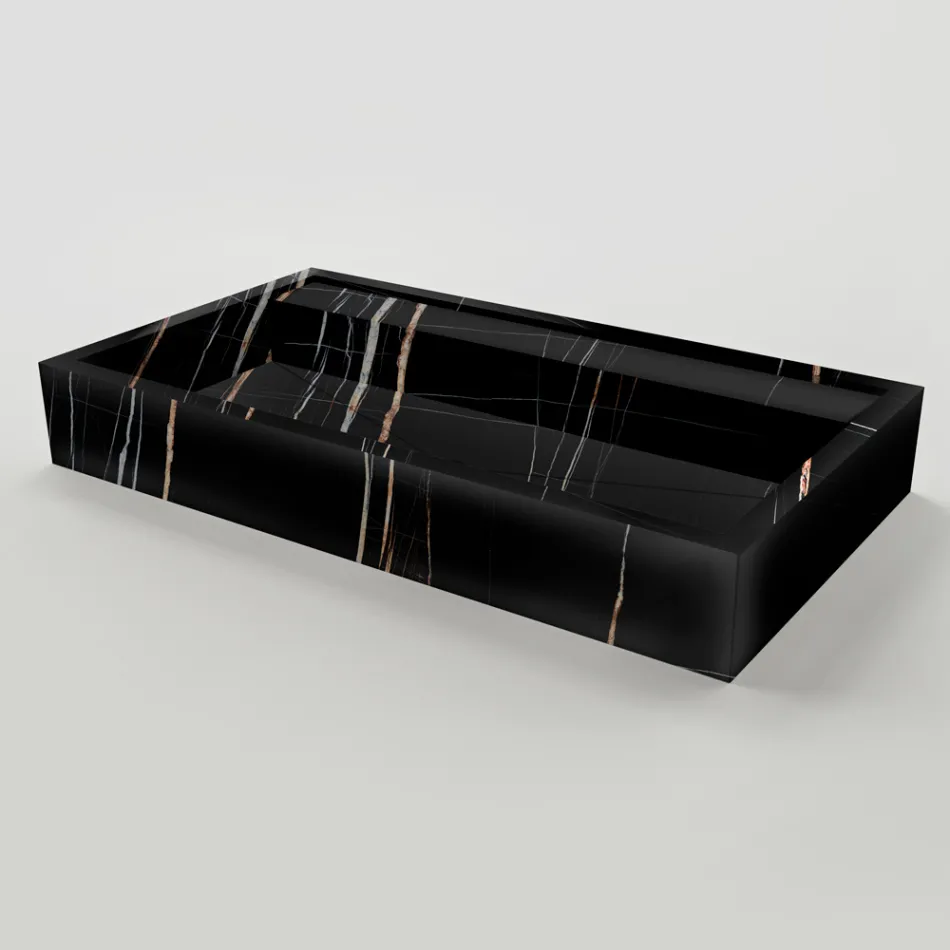 Fregadero de encimera de gres porcelánico efecto mármol fabricado en Italia - Cervia Viadurini