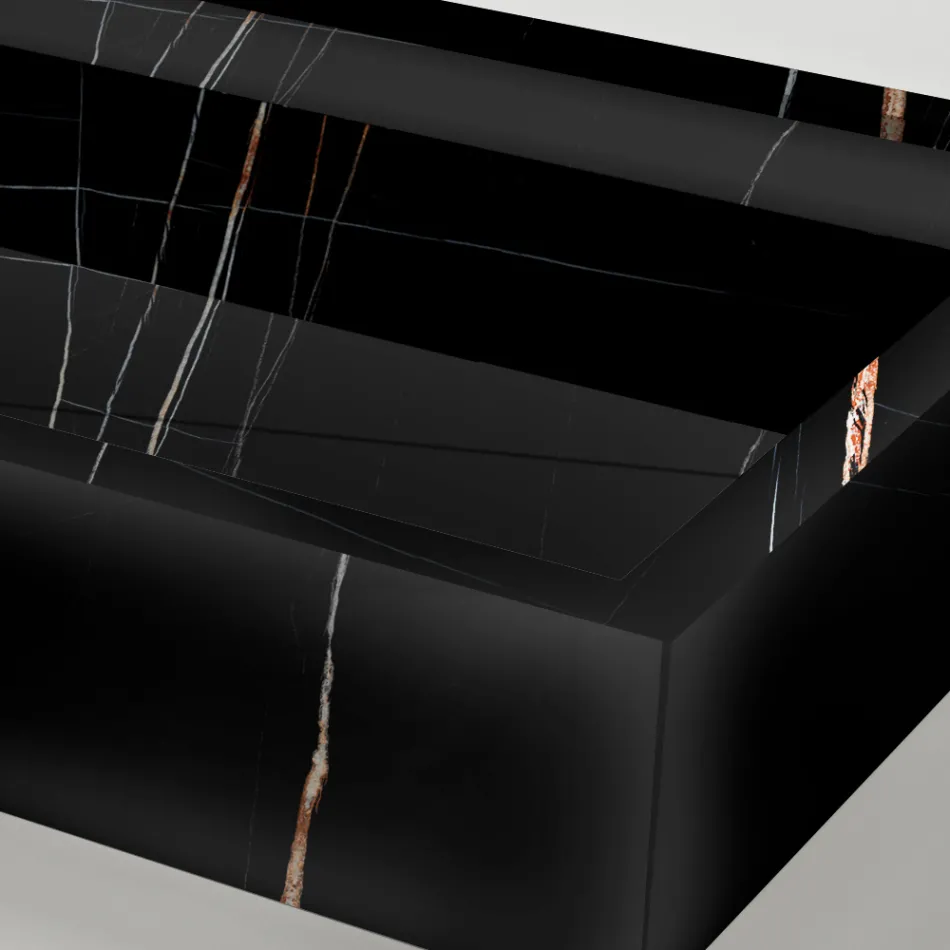 Fregadero de encimera de gres porcelánico efecto mármol fabricado en Italia - Cervia Viadurini