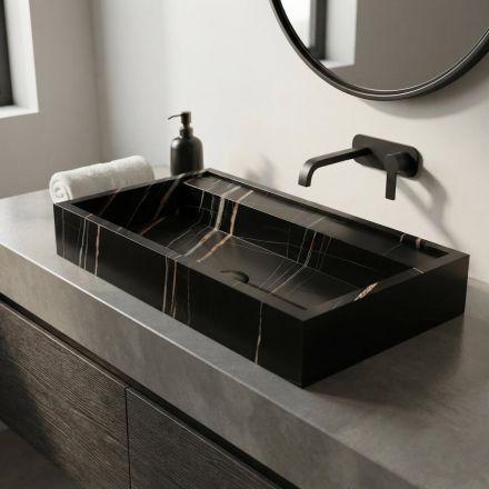 Fregadero de encimera de gres porcelánico efecto mármol fabricado en Italia - Cervia Viadurini