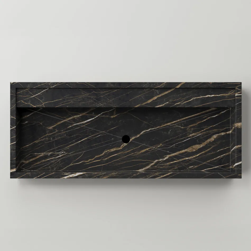 Lavabo sobre encimera de gres porcelánico efecto mármol Made in Italy - Cervia Viadurini