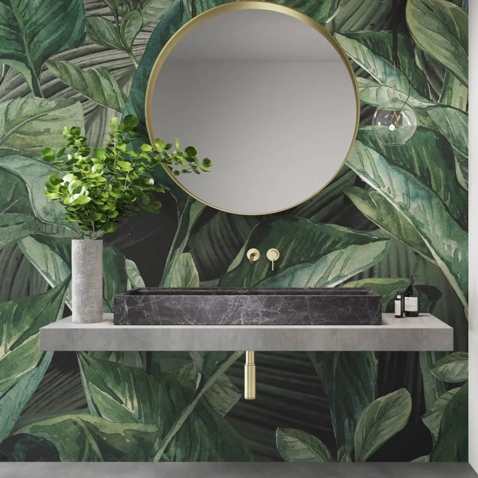 Lavabo sobre encimera de gres porcelánico efecto mármol Made in Italy - Cervia Viadurini