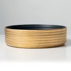 Lavabo sobre encimera de gres porcelánico ondulado fabricado en Italia - Vibrazione Viadurini