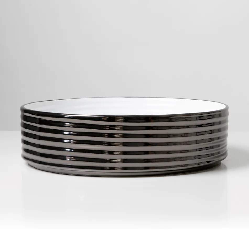 Lavabo sobre encimera de gres porcelánico ondulado fabricado en Italia - Vibrazione Viadurini