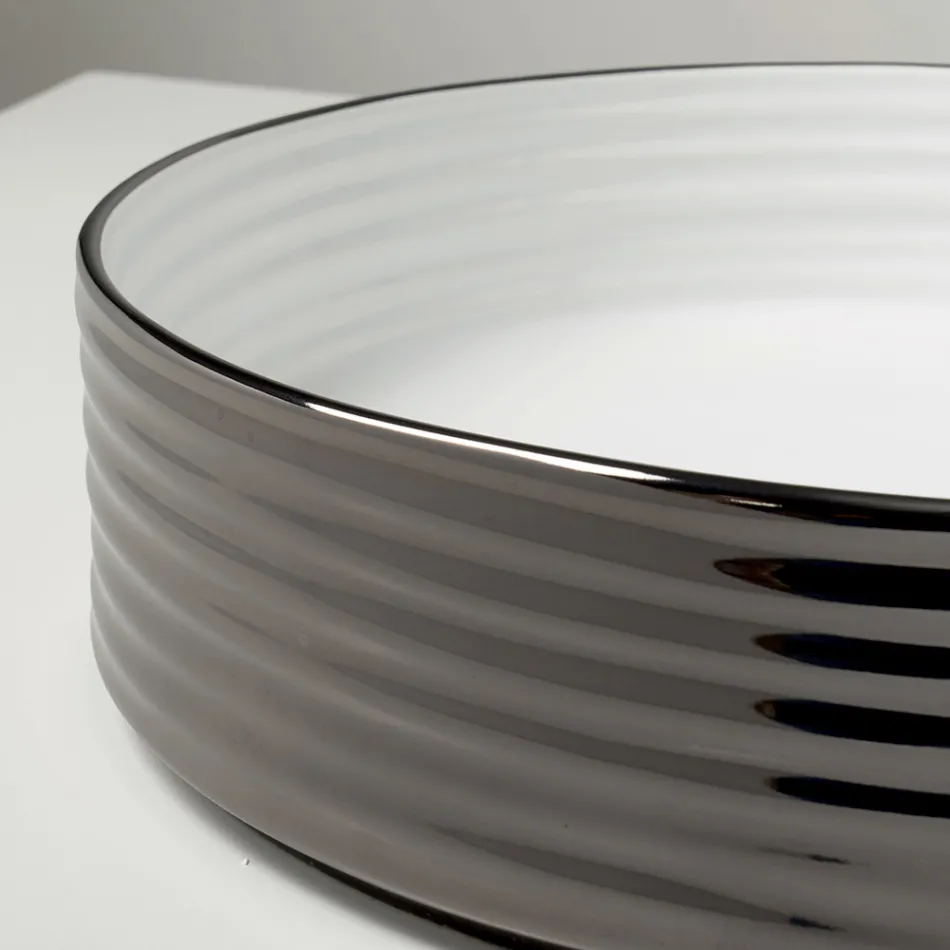 Lavabo sobre encimera de gres porcelánico ondulado fabricado en Italia - Vibrazione Viadurini