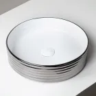 Lavabo sobre encimera de gres porcelánico ondulado fabricado en Italia - Vibrazione Viadurini