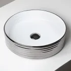 Lavabo sobre encimera de gres porcelánico ondulado fabricado en Italia - Vibrazione Viadurini