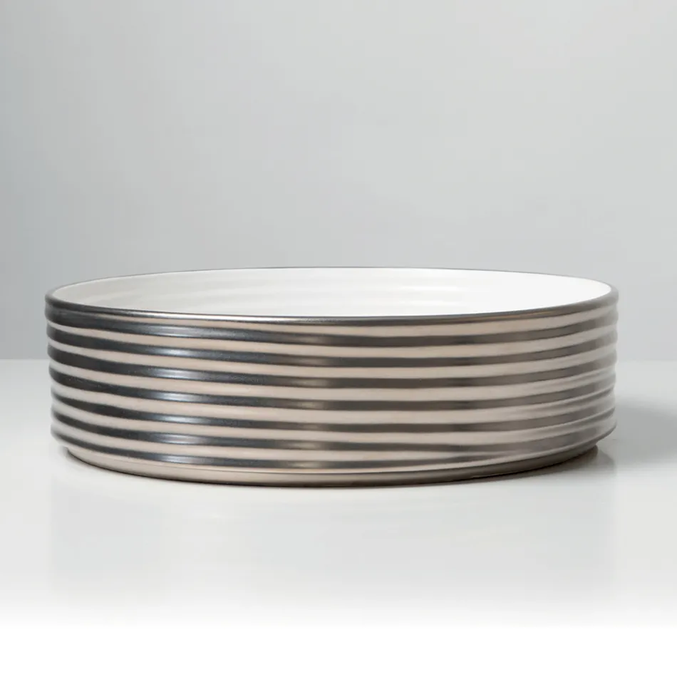 Lavabo sobre encimera de gres porcelánico ondulado fabricado en Italia - Vibrazione Viadurini