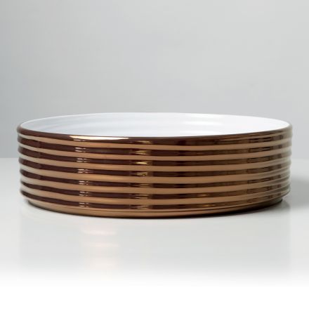 Lavabo sobre encimera de gres porcelánico ondulado fabricado en Italia - Vibrazione Viadurini