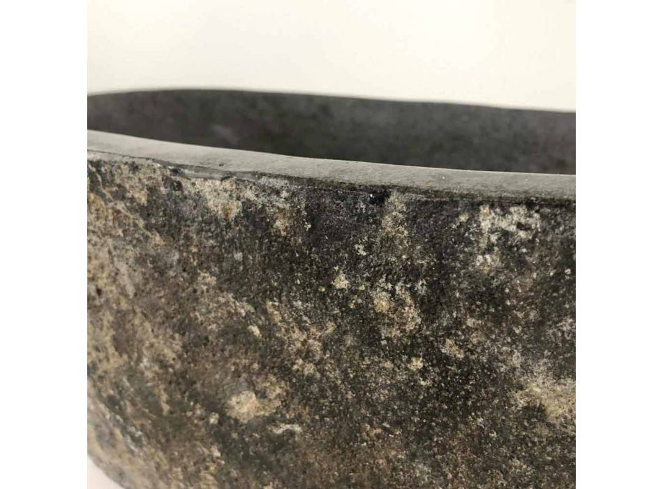 Lavabo sobre encimera en piedra del río Akta, pieza única Viadurini
