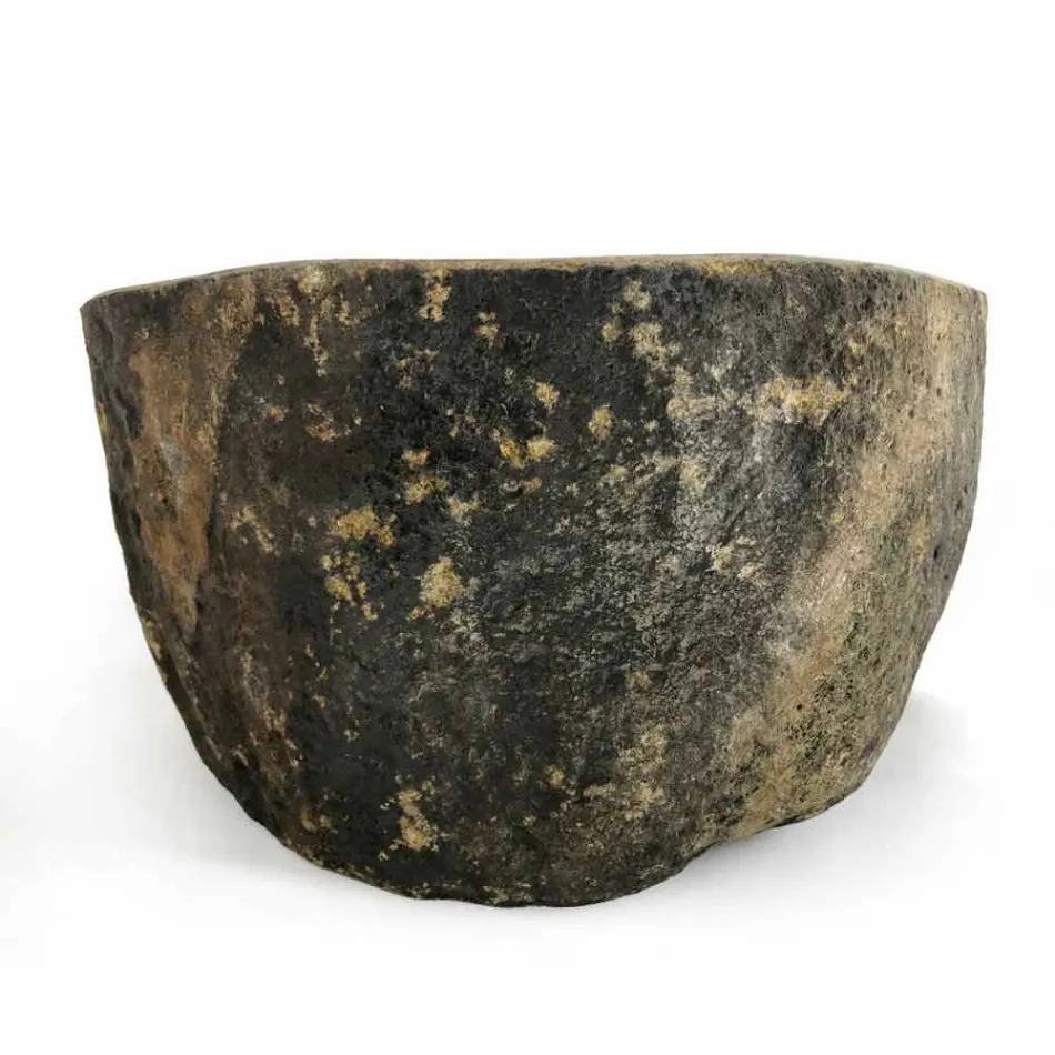 Lavabo sobre encimera en piedra natural de río Agra Viadurini