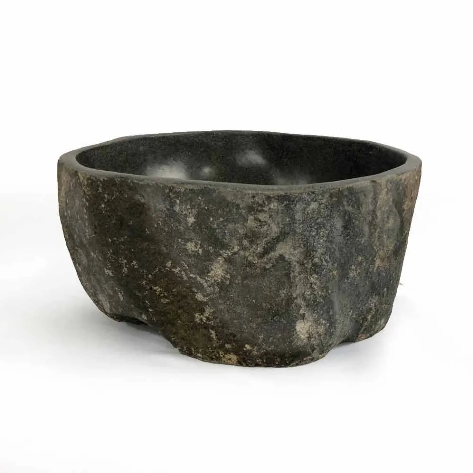 Lavabo sobre encimera en piedra natural de río Agra Viadurini