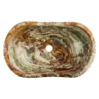 Lavabo sobre encimera en piedra ónix Leila, pieza única hecha a mano Viadurini