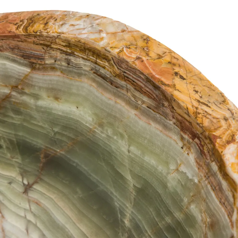 Lavabo sobre encimera en piedra ónix Leila, pieza única hecha a mano Viadurini