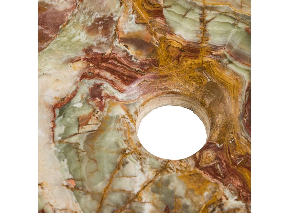 Lavabo sobre encimera en piedra ónix Leila, pieza única hecha a mano Viadurini