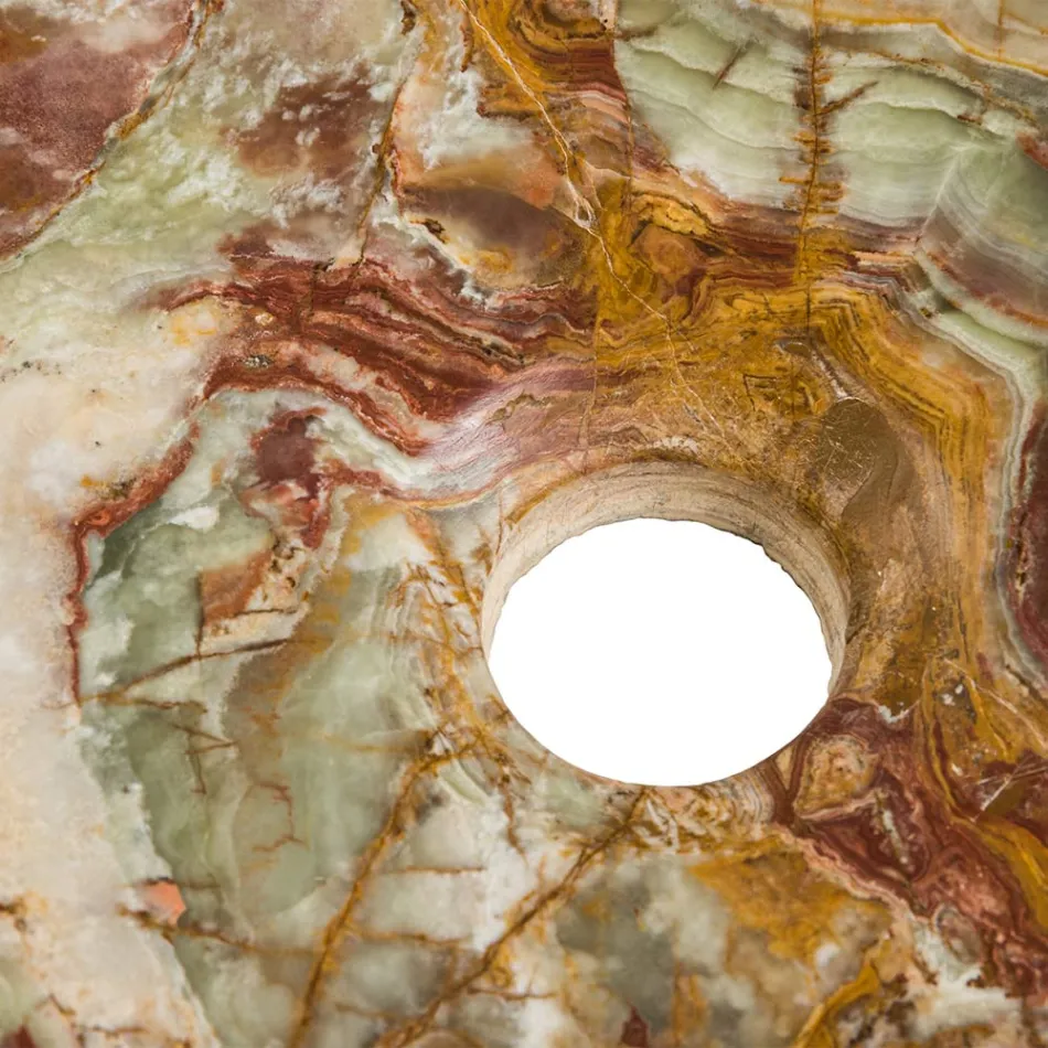 Lavabo sobre encimera en piedra ónix Leila, pieza única hecha a mano Viadurini