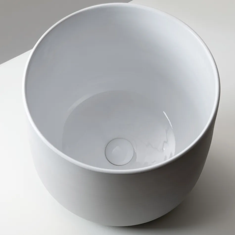 Lavabo de encimera de porcelana torneada a mano - Nomad Viadurini