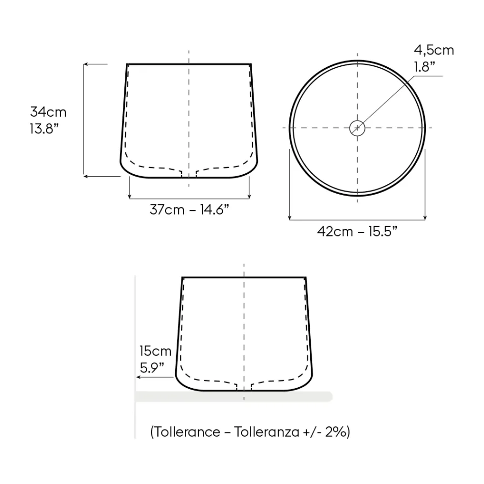 Lavabo de encimera de porcelana torneada a mano - Nomad Viadurini