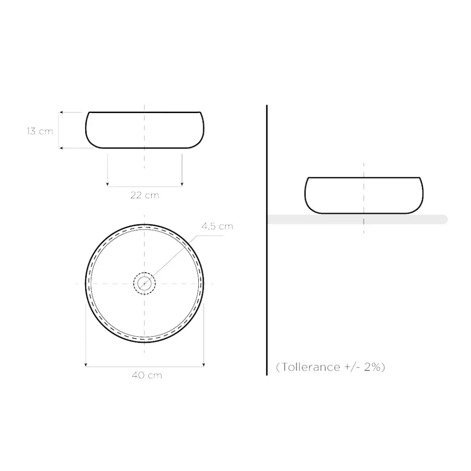 Lavabo sobre encimera en Arcilla Raku Acabado Platino Made in Italy - Ribano Viadurini
