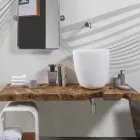 Lavabo Sobre Encimera en Resina y Polvos Minerales en Forma de Cubo - Cubo Viadurini