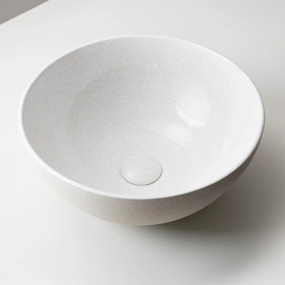 Fregadero de encimera Raku torneado a mano, fabricado en Italia - Magma Viadurini