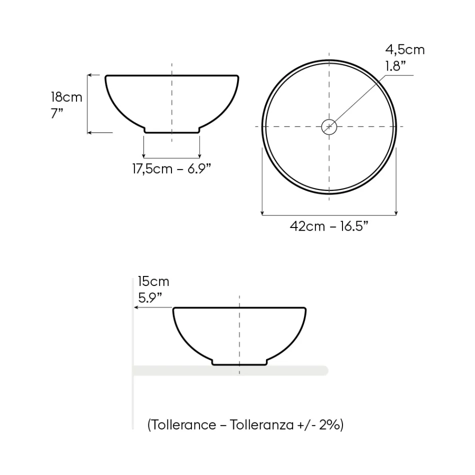 Fregadero de encimera Raku torneado a mano, fabricado en Italia - Magma Viadurini