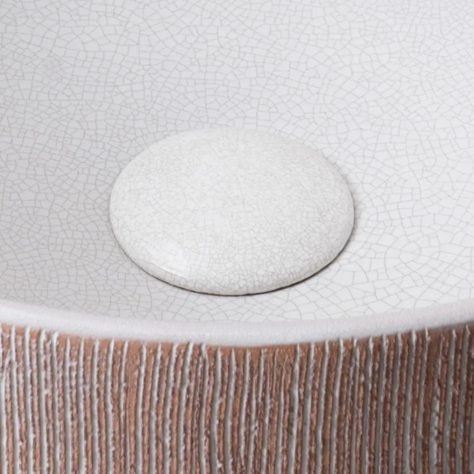 Lavabo de encimera Balance de tierra roja natural decapado a mano Viadurini