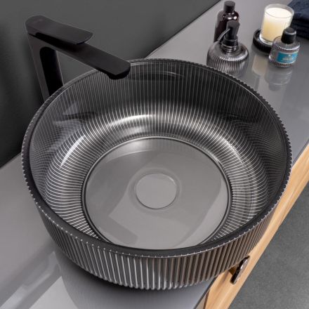 Lavabo de encimera de cristal veneciano resinado y pintado - Excelsior Viadurini