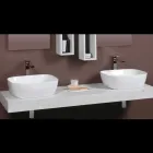 Lavabo inclinado de cerámica blanca de diseño moderno para encimera - Papavero Viadurini