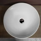 Lavabo ovalado inclinado de cerámica para encimera con diseño moderno - Papavero Viadurini
