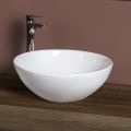 Lavabo ovalado inclinado de cerámica para encimera con diseño moderno - Papavero