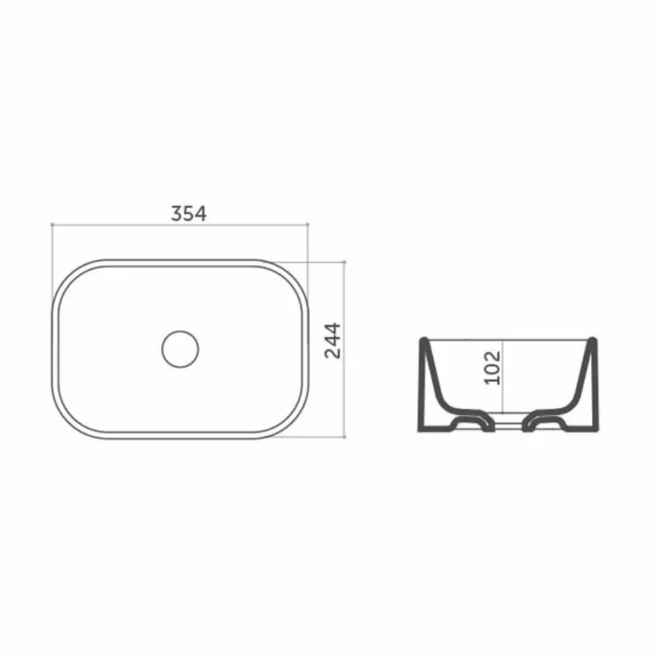 L35 cm Made in Italy Lavabo sobre encimera de cerámica Leivi Viadurini