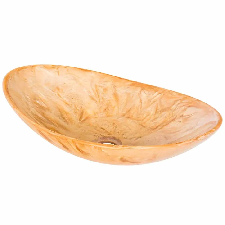 Lavabo sobre encimera moderno de resina hecha a mano - Malegno Viadurini